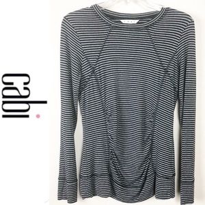 CAbi stretch black and grey stripe top size Small